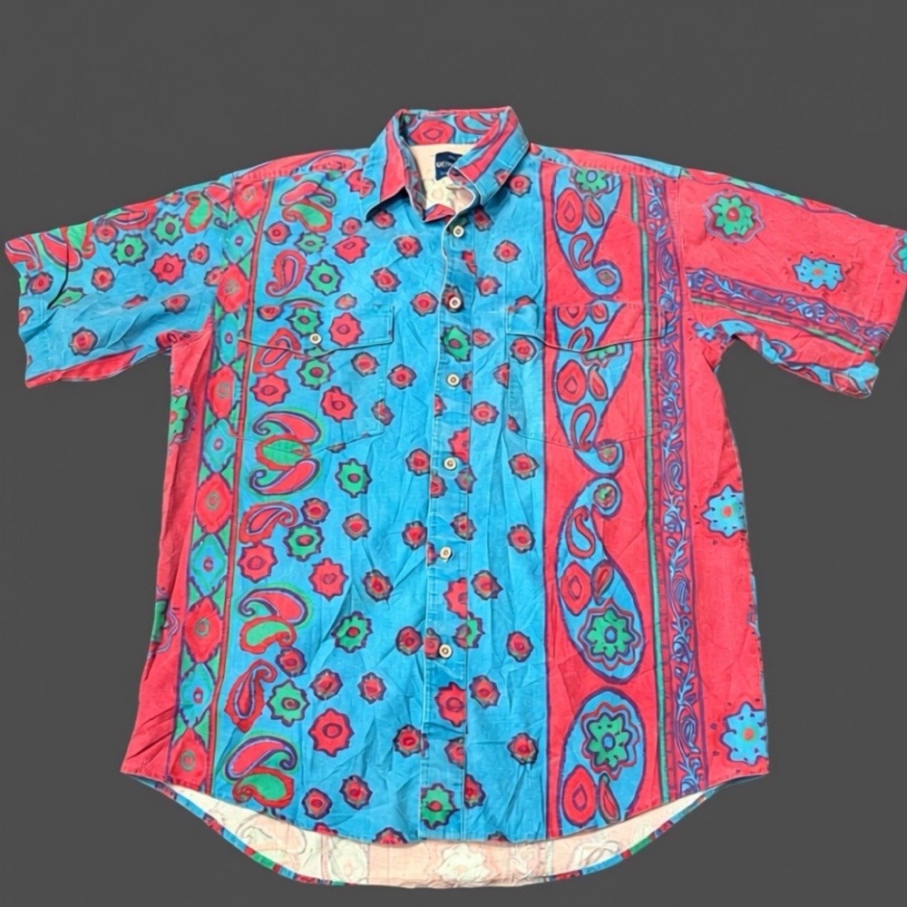 Wrangler Blue and Red Paisley Men's Shirt